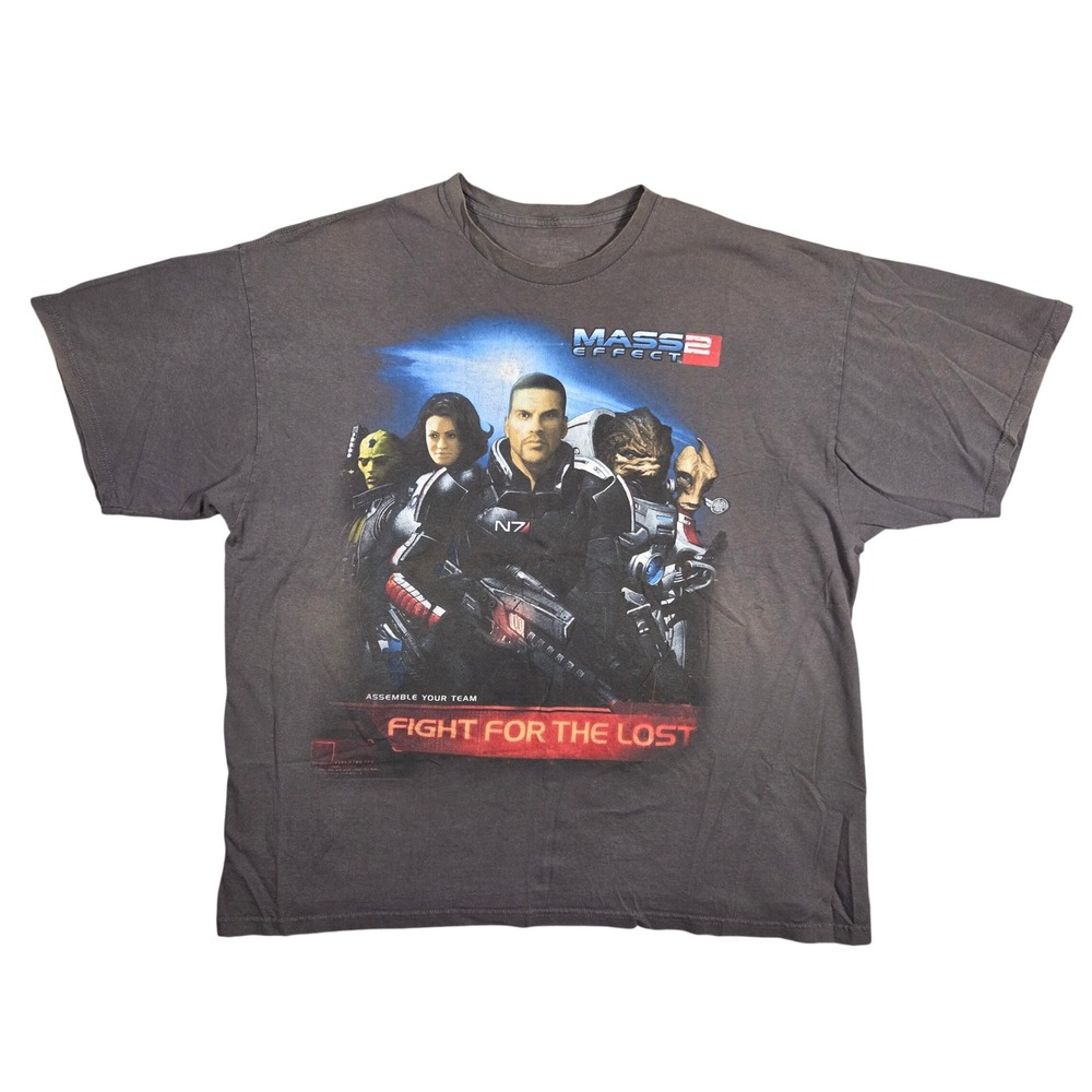 Mass Effect 2 Fight For The Lost Promo T-Shirt Charcoal Gray N7 BioWare Mens XL